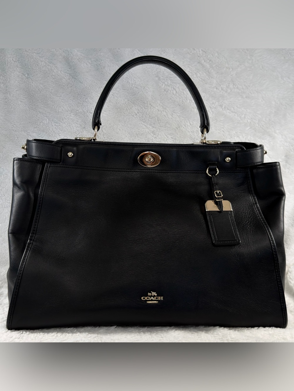 Coach Gramercy 33549 Black Leather Satchel Crossbody Gold Hardware